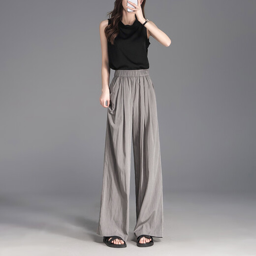 
Demana [Free Yamamoto Pants] Summer Comfortable Style Elastic Waist Loose Small Floating Women's Wide Legs Casual Pants