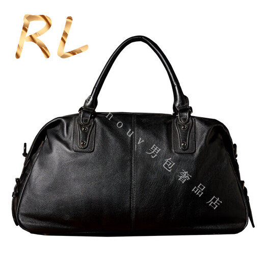 GOLDWINI RL男士旅行包真皮大容量手提包出差单肩斜挎包商务休闲行李包男 黑色
