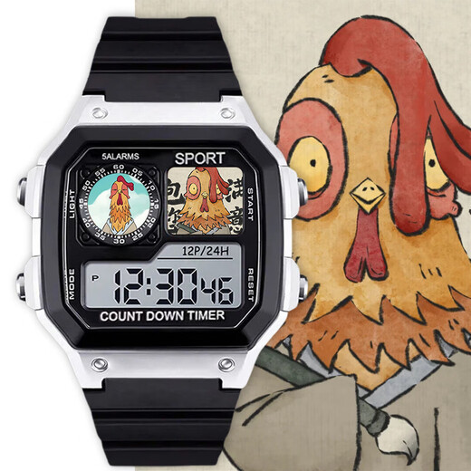 
Huizhi City Langlang Mountain Little Monster Surrounding Watch Little Pig Demon Toad Essence Electronic Student Men and Women Gifts Chinese Comic Watch Time [Fashion Silver Black] D15689 Electronic Watch Default