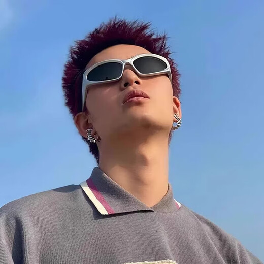 Xiaomi home sunglasses futuristic men European and American cyberpunk Y2K hot girl super cool street photography sun protection sunglasses women black frame black film mirror bag mirror cloth