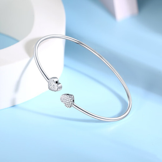 Mengjinyuan Platinum Bracelet PT950 Heart to Heart Bracelet Plain Ring Car Flower Bracelet Live as a Birthday Gift for Girlfriend and Wife