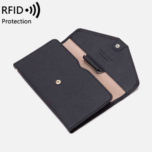 Xiyans neuer 2024 neuer RFID-Passbag, Männer- und Frauen in Übersee Reisepasshalterin, Multifunktionsluft-Ticket-Zertifikatbeutel, Schwarz