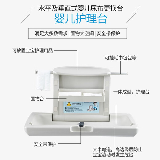威特婴儿换衣换尿布台婴儿护理台可折叠浴室壁挂式安全宝宝座椅护理床 婴儿护理椅HDPE工程价