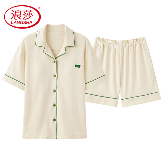 Langsha Light Luxury Couple Pyjamas Summer Coton Pure Coton Short à manches CARRIÉTÉS Simple peut porter des vêtements pour femmes pour hommes X12701-12801 # 2xl Style pour femmes: