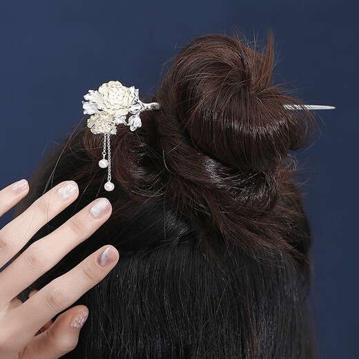 999 sterling silver twelve-flower god hairpin, ancient style hairpin, new Chinese style silver hairpin, high-end tassel hairpin, Chinese Valentine's Day gift, November mountain tea, ideal lover + gift box