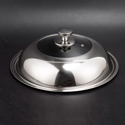 Ye Yu household 304 stainless steel pot lid wok lid wok lid large transparent pot lid combination lid glass lid universal food contact lid black handle 26cm suitable for pots with an inner diameter of 24-25.5cm