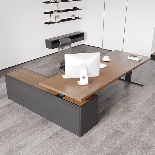 Osladen solid wood electric lift table boss desk desk workbench chairman manager computer desk executive desk with side cabinets imported New Zealand pine 180 80 4.5cm thick