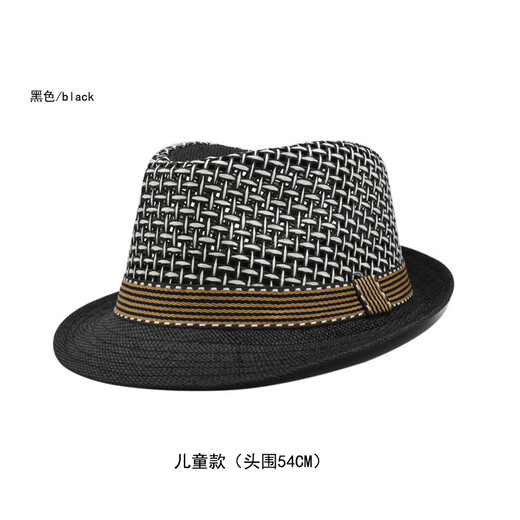 Spechtshut Herren Mesh Hollow Top Hut Sonnenschutzhut Frauen modische und vielseitige Gesichtsgesichts-Verschmutzung kleiner Jazzhut Schwarze Kindermodell 54 cm