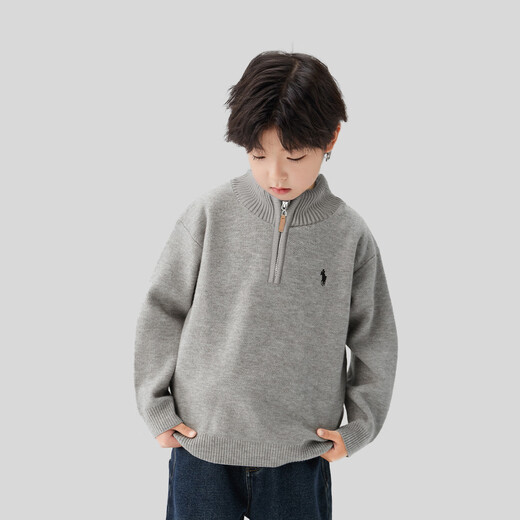 Zuoxi Boys' Sweater Half Zipper Autumn and Winter Clothes 2025 New Children's Sweater Boys Top Trendy Red 150