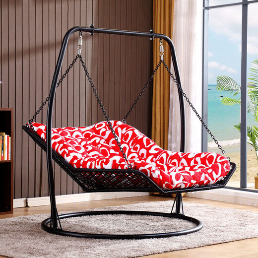 Chaise à bascule de Yusenyi, panier de suspension à double hamac, lit bleu, chaise swing extérieure, balcon, lit swing bleu suspendu pour adulte, chaise salon à bascule, blanc petit (A13821 Coussin de siège)