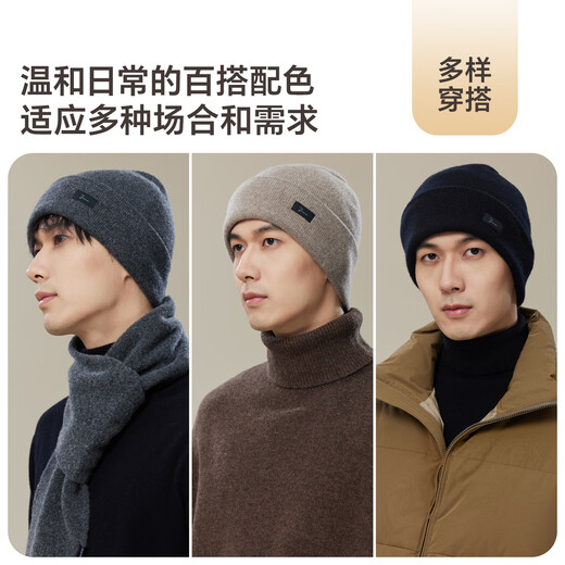 JIUMU pure wool warm woolen hat autumn and winter knitted hat cold hat winter hat outdoor ear protection cold hat men winter