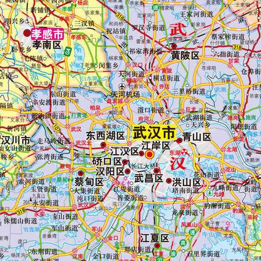 湖北地图 2025年湖北省政区交通地形图 1068*749毫米