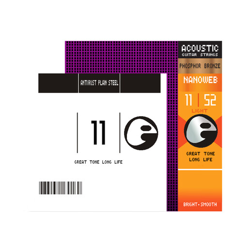 Elixir Authentic Elix Guitar Strings Folk Guitar Strings Full Set 16052 Set Cristres de guitare acoustique 11002-1047 Ebat en laiton [Package à vide] -K