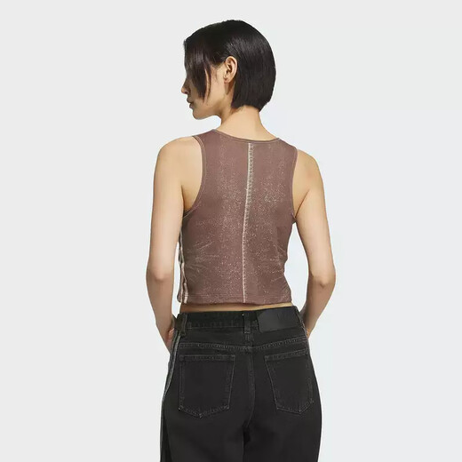 Adidas Clover suspender shirt for women's summer new sports vest high waist short casual sleeveless T-shirt top KE3892 brown S