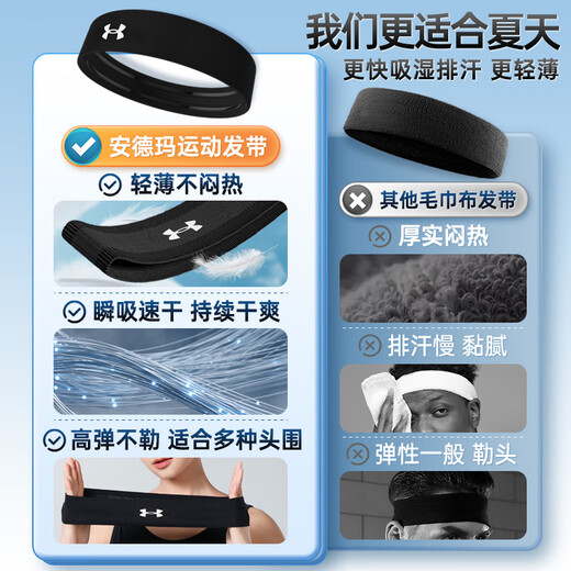 Under Armour Sports Headband [2] Men and Women Sweat-absorbing Headband Anti-sweat-band Running Sweat-proof Sweat-proof Sweat-proof Sweat-proof Scarf Wear Hair Band