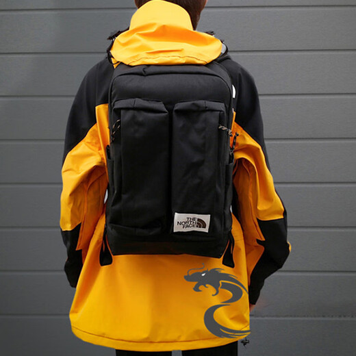 北面（The North Face）运动潮流品牌Logo拉链开合再生聚酯纤维背包双肩包常规男女同款情 黑色