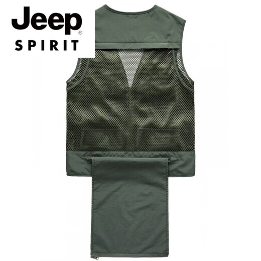 
JEEP SPIRIT high-end brand vest men's summer thin workwear multi-pocket outdoor photography vest tactical outdoor wear fishing horse clip gray M