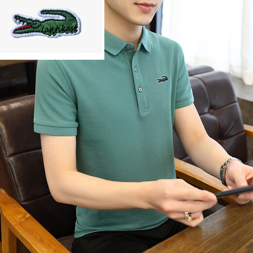 鳄鱼新款polo衫男夏季宽松翻领高端潮体恤休闲商务中青年上装 A6636大红 XL 125-140斤