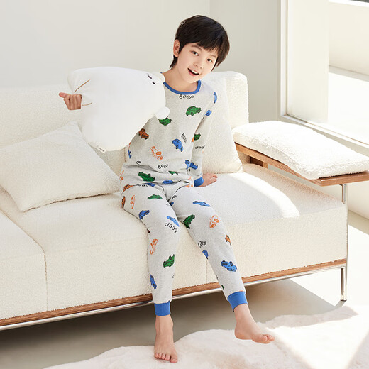 
Red bean children's underwear set pure cotton men and women's middle-aged children's autumn clothes and long pants warm pajamas M1049 Hemp 170