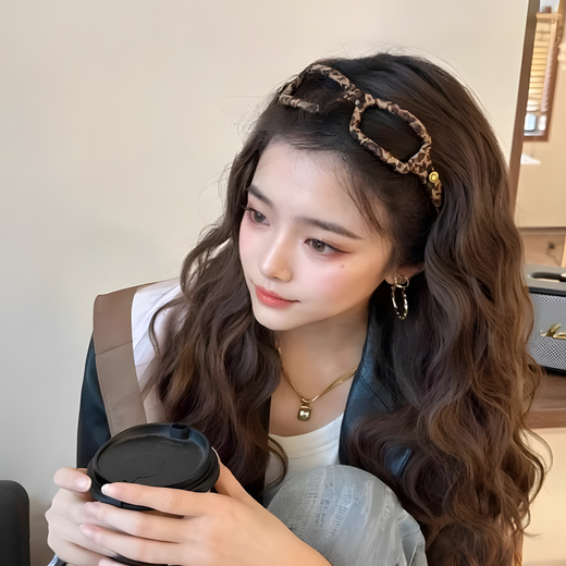 UOSU high-ceiling leopard print glasses headband for women going out, high-end, niche, versatile face wash headband, cute headwear for best friends, retro leopard print glasses headband