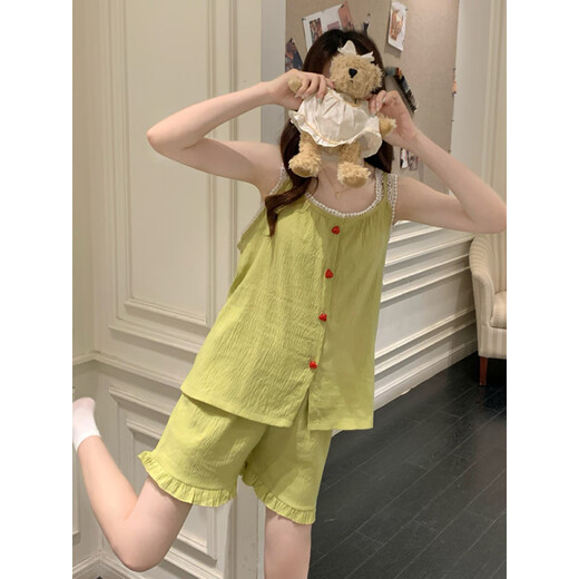 
Modal Yunduo cotton pajamas for women in summer with chest pad sexy suspender set fashionable women's home clothes can be worn outside 9226 Apricot M (80-100Jin [Jin equals 0.5 kg])