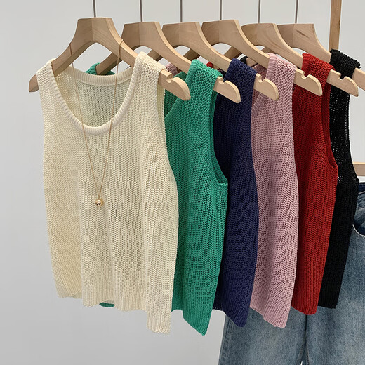 Victorias Stil koreanischer schöner hohl lose ärmellose High-End-Weste-Hosenträger für Frauen 2025 Sommer neuer Stil super gut aussehende äußere Top-Aprikosenfarbe All Size