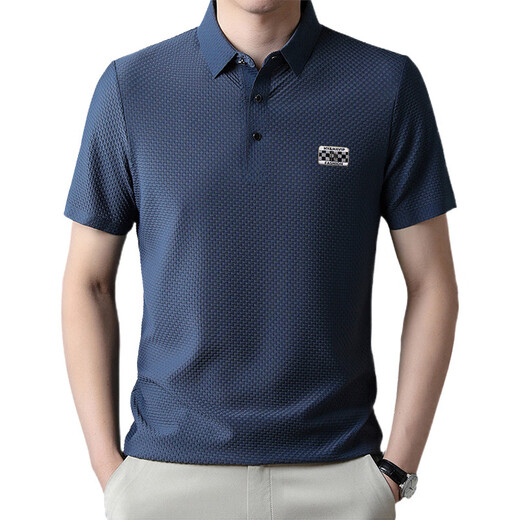 Jingpufei Sommer High-End Ice Silk Herren Kurzärärmelte T-Shirt Markless Revers Atmungsaktiv 6176: Baolan 3xl