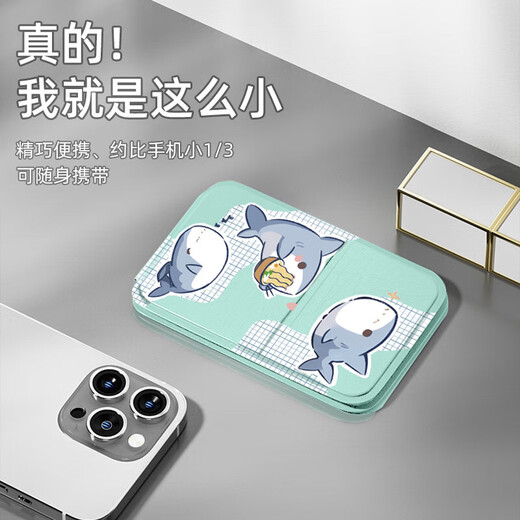 Princess and Prince Mirror Super Cute Mini Leather Mirror with Comb Folding Portable Makeup Mirror for Girls and Boys LED Portable Folding Makeup Mirror Must-Have for National Day Travel Shark Green + Small Comb