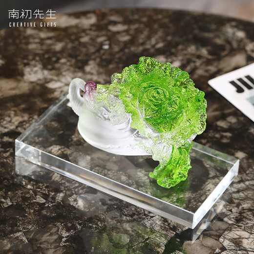 Mr. Nan Chu's fortune-enhancing glazed cabbage ornaments, simple style, high-end living room and office ornaments, housewarming and opening gifts