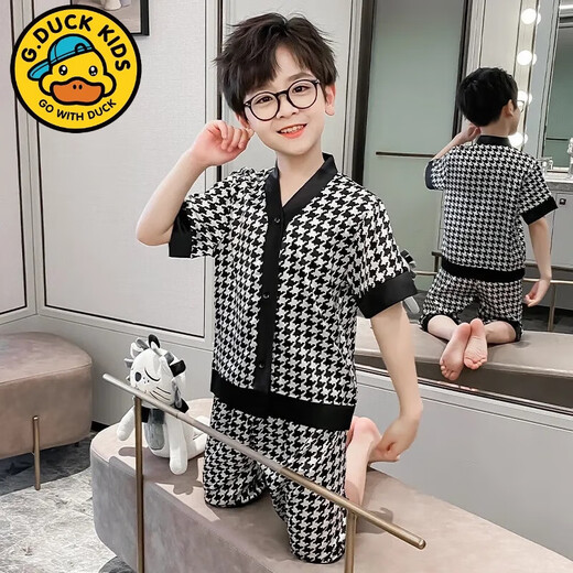 G.Duckkids para niños Summer delgado de manga corta para niños Juego de ropa para niños de hoja suelta Medium grande Pajamas de pijama para niños Aire acondicionado