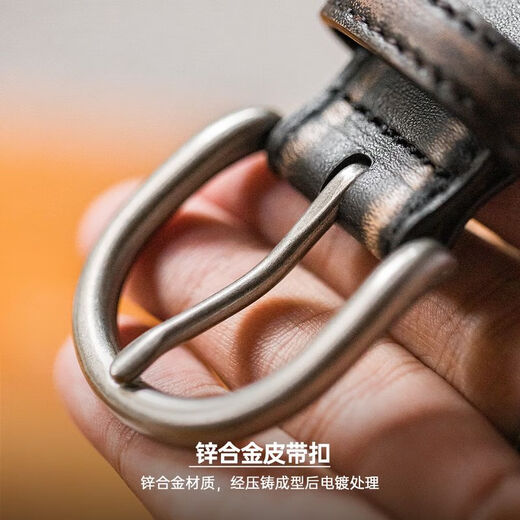 Madden Workwear Retro Vegetable Tanned Leather Belt Men's Retro Genuine Leather Belt Single-pin Buckle Trouser Belt Men's Accessories Black Quick-Removal/Color-Rubbing/Waist-Constricting Artifact 115cm Long X 2.9cm Width