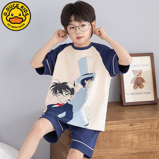G.Duckkids Kinderpyjamas Jungen Sommer reines Baumwolldünne kurzärmelige Jungen große Kinder Sommer Teenager-Studenten Home Kleidung Set TN694 Nezha 130 14 Größe [130 High/50jin [Jin entspricht ca. 0,5 kg]]]