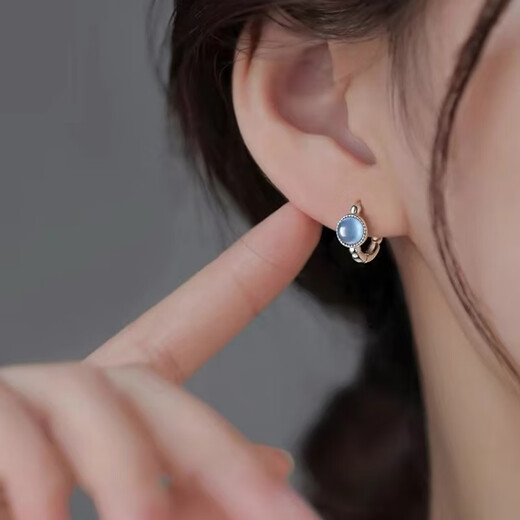 Fat Donglai purchases the same style, Aquamarine earrings, 925 silver earrings, light luxury 2025 new style, niche women, 925 silver Aquamarine earrings (price of two)