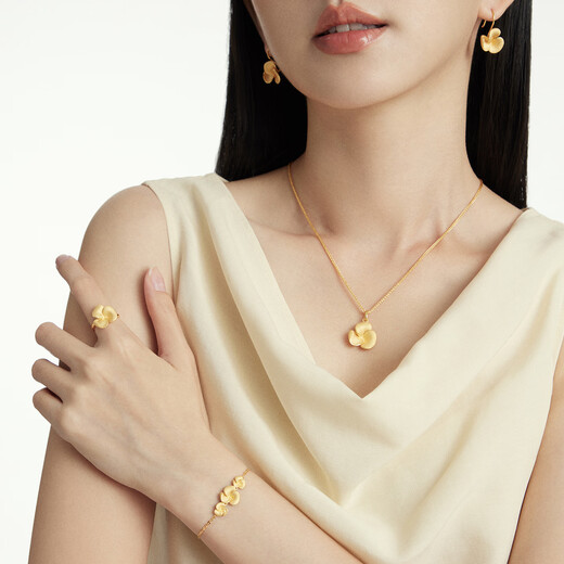 Chow Tai Fook Plumeria pure gold ring for women Mother's Day birthday gift EOF1645 No. 14, priced at about 6.5g (labor cost 560)