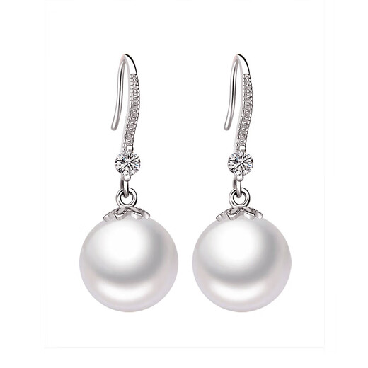 Centennial-old Fenxiang s925 sterling silver pearl earrings Jurchen silver earrings retro pearl earrings 2025 new earrings diamond ear hook tori white 12mm temperament