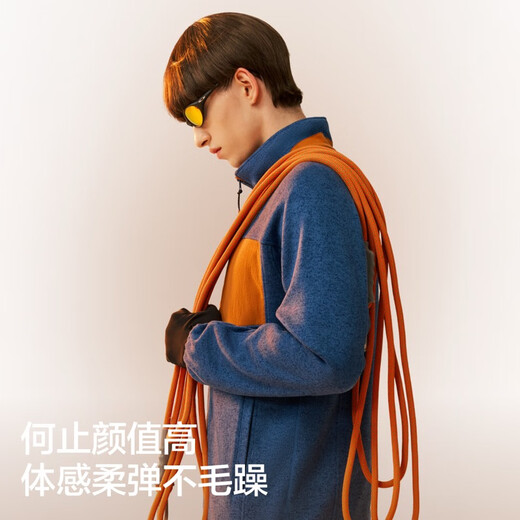 Jiao Nei Repi 302++ men's cationic wool-like stand-up collar flower yarn functional jacket autumn and winter warm top new style dark hemp green L