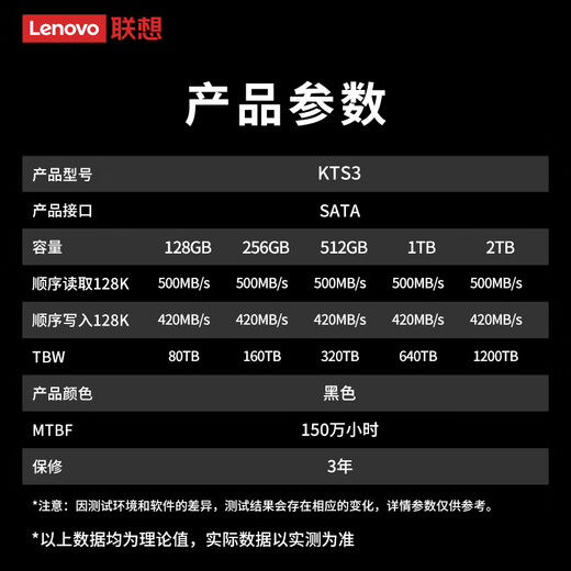 Lenovo – disque SSD SSD de 256 go, interface SATA3.0, pour ordinateur portable/ordinateur de bureau, série KTS3 universelle