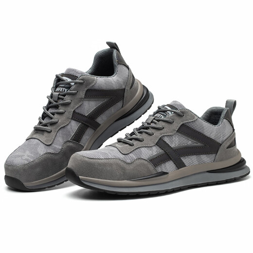 
Labor protection shoes for men and women, anti-smashing and anti-puncture lightweight and breathable Kevlar steel toe casual work safety shoes protective shoes 671 khaki_Microfiber leather + flying woven upper 36