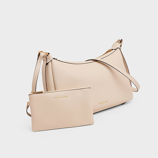 CHARLES/KEITH25 autumn new product retro soft simple hand-heeled shoulder armpit bag Chinese Valentine's Day gift CK2-20671783 Oat oat color M
