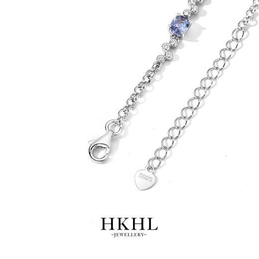 HKHL 925银天然坦桑蓝宝石手链女高级感轻奢手环小众银饰女生生日礼物 天然坦桑石手链（链长可调节）