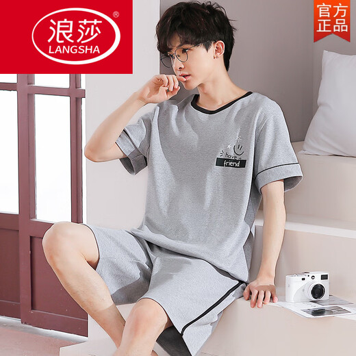 Langsha (Langsha) Summer Coton Pure Coton Chort à manches courtes Pyjamas Été Loose mince Deux pièces Carton Adolescent Cartoon Home Clothing H9928 (Court-trant à manches courtes) L (recommandé 100-120 Jin [Jin est égal à 0,5 kg]))