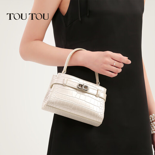 toutou2025 Nuevo Kelly Bag Crocodile Textura Bolso Pemperamento simple Bolsa Crossbody Bag Bag Pearl White
