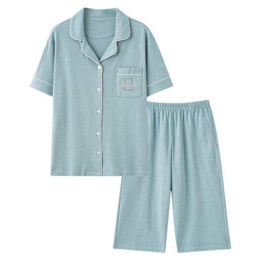Pajama de cárdigan de la madre yalu para mujeres en algodón de verano Pantalones de manga corta de manga corta Madres de mediana edad y ancianas
