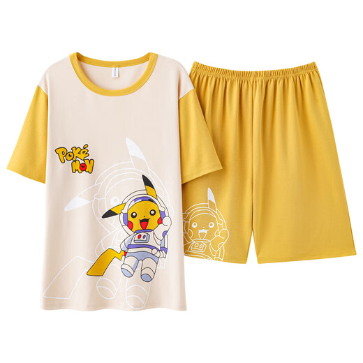MUJI COM Muji same style teenage pajamas boys junior high school students short-sleeved shorts summer pure cotton thin cartoon leather short-sleeved Q1396 green Snoopy M teenager [65-75Jin [Jin equals 0.5 kg]] suitable for height below 152