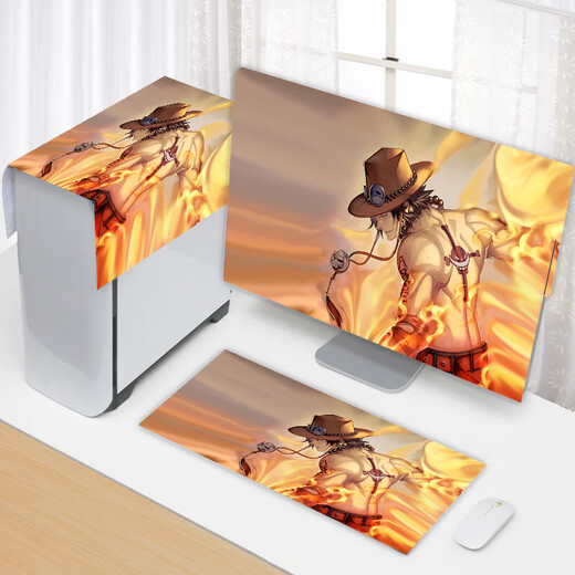He Jiagong all-in-one computer dust cover Japanese animation desktop keyboard dust cloth display dust protection cover cloth towel N653 One Piece (three-piece set) 17-inch