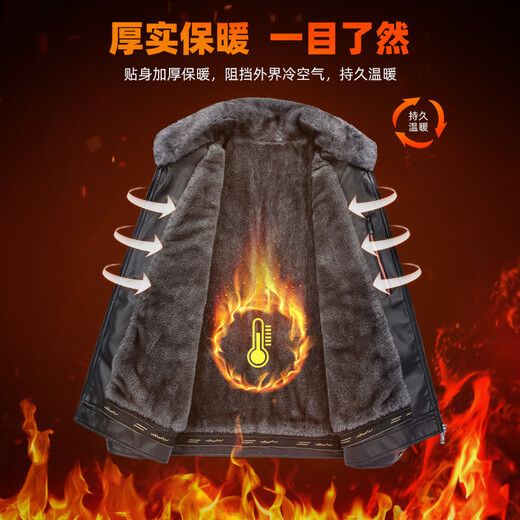 SHANSHAN Shanshan PU leather jacket for men 2025 winter velvet warm casual wear men's long-sleeved easy-care hundred plus thick coat