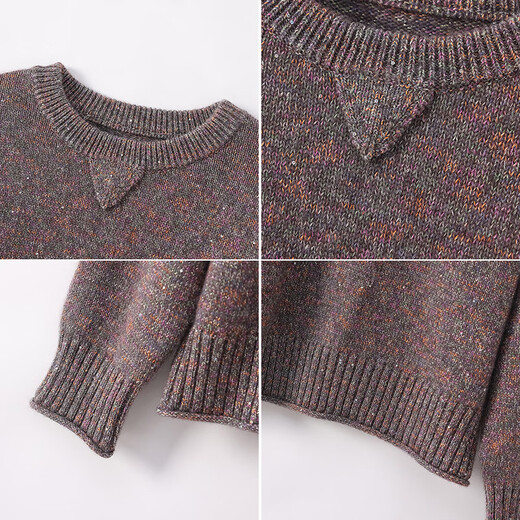 Qianbainian yak velvet simple round neck loose wool sweater for women autumn and winter new fluffy rabbit fur soft warm top gray coffee F