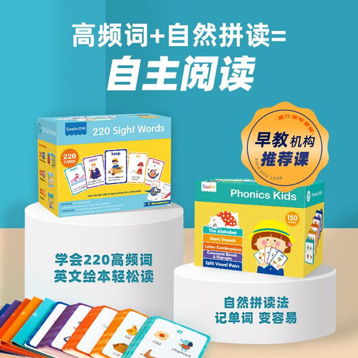 莎林幼儿英语启蒙220高频词闪卡 儿童英文早教机点读单词卡 扫码&点读版 高频词巩固篇-100