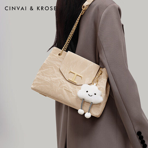 CinvaiKrose小c&k新中式包包女款2025大容量斜挎包流浪包通勤腋下包 杏色Apricot【母亲节礼物实用送