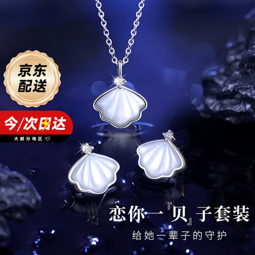 Mini&yayaS925 silver necklace for women, practical gift for girlfriend and wife on Women's Anniversary Day, Birthday, Valentine's Day, Set Necklace + Earrings